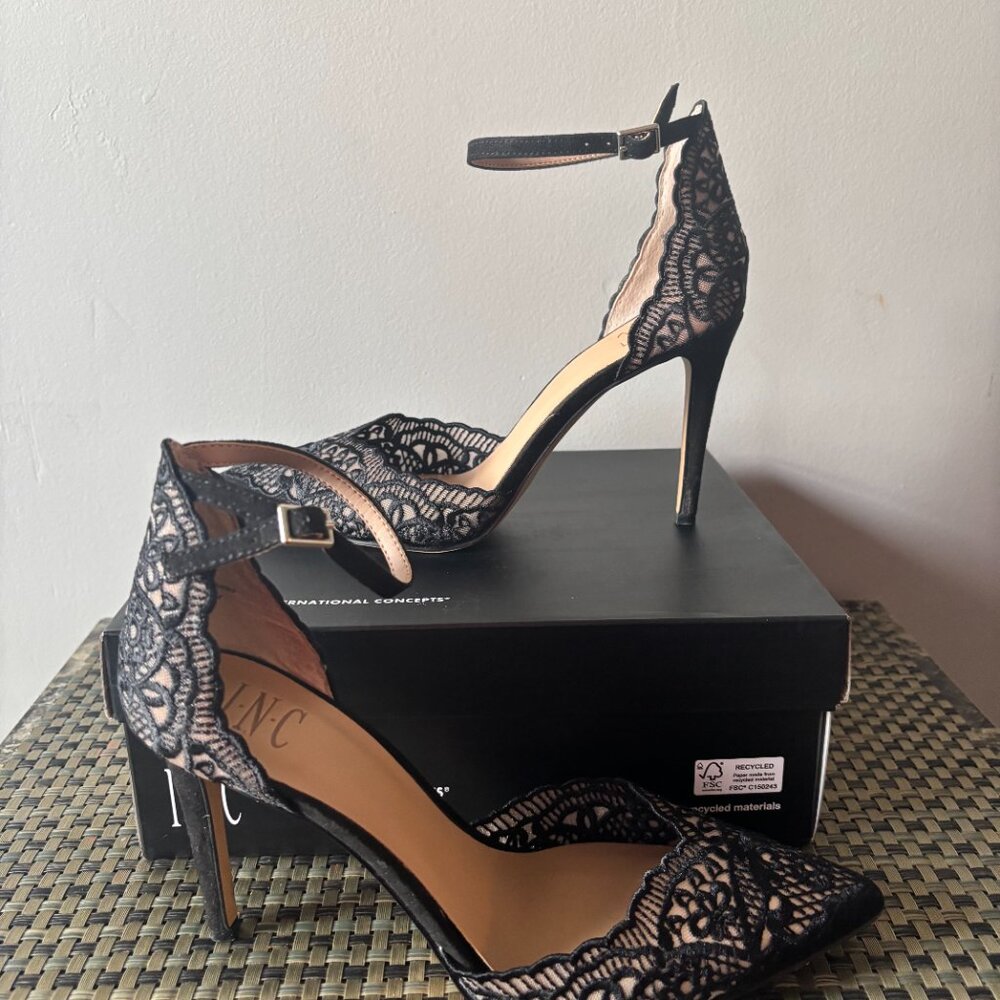 I.N.C. Women's Kinlee Two-Piece Pointed-Toe Dress Pumps Black SZ: 9M - Picture 9 of 16